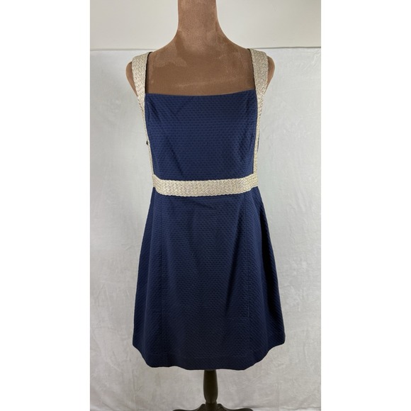Lilly Pulitzer Dresses & Skirts - Lilly Pulitzer Eliana True Navy Braided Gold Dress Elegant Office Siren Fitted